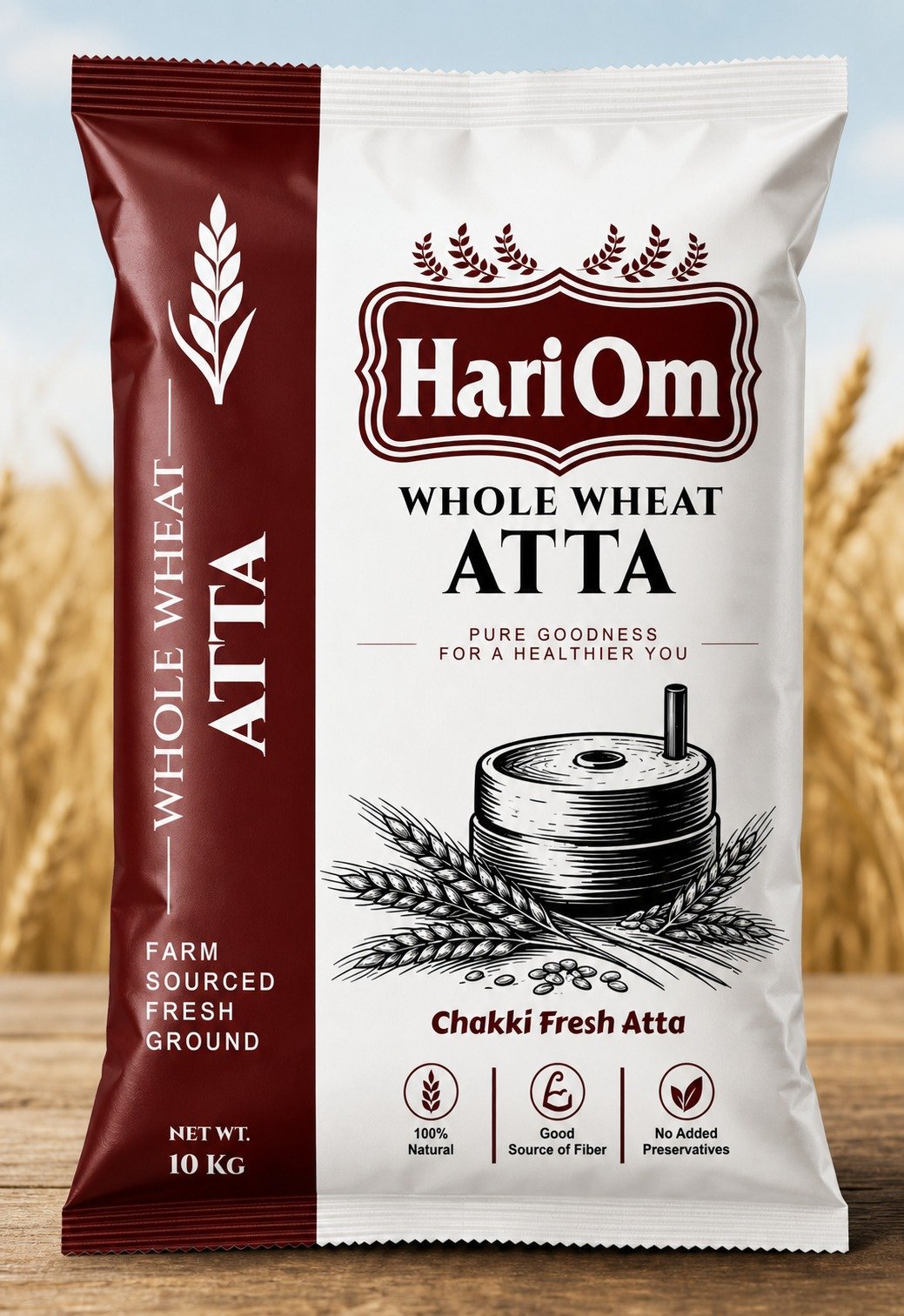 HariOm Chakki Fresh Atta 10kg Pack